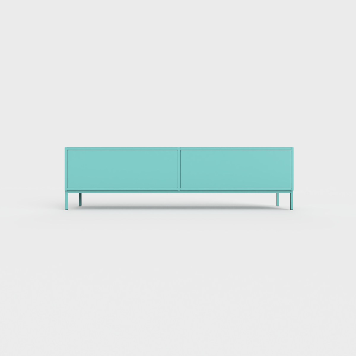 Prunus 01 Lowboard in Forget me not color, powder-coated steel, elegant and modern piece of furniture for your living room