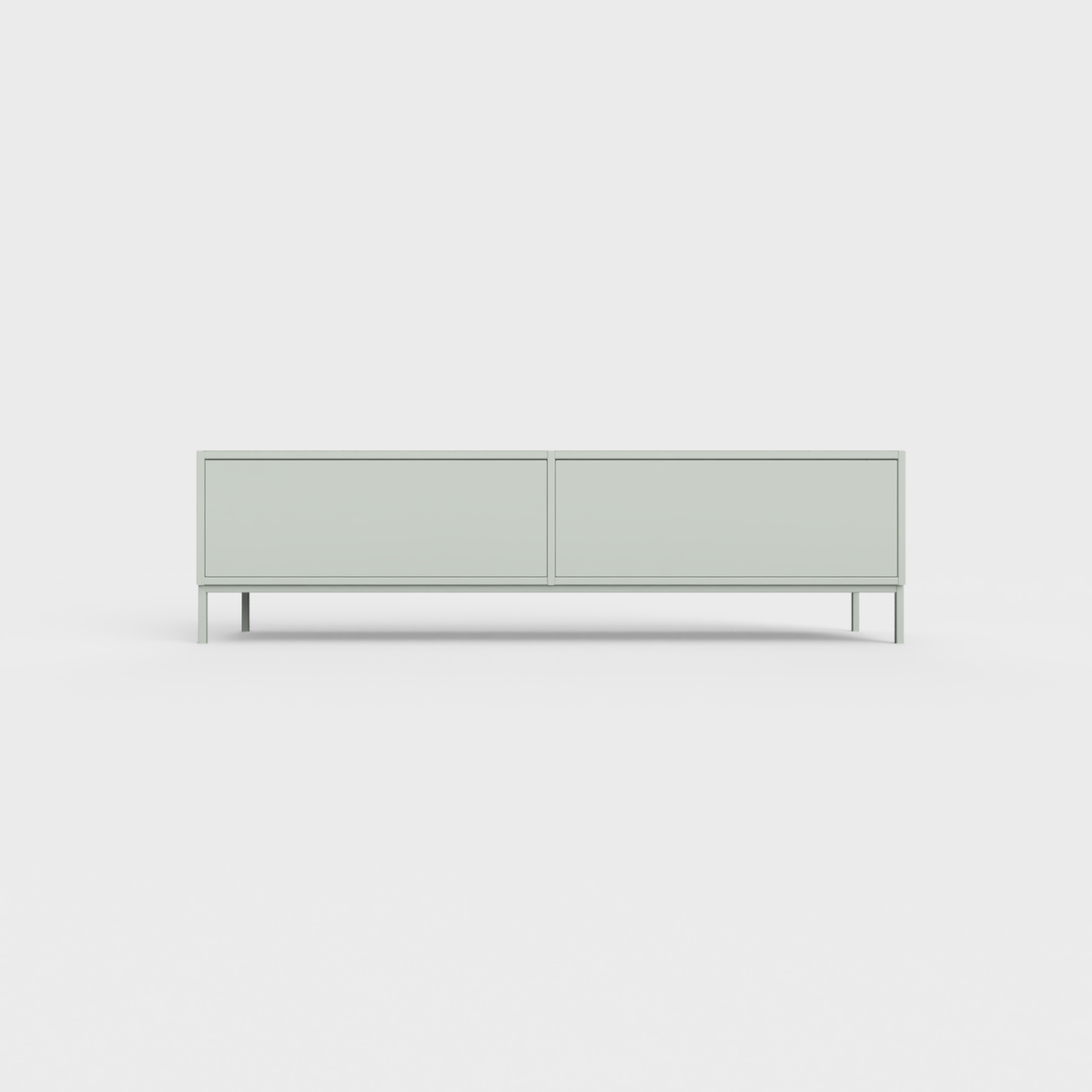 Prunus 01 Lowboard in Light Matcha Green color, powder-coated steel, elegant and modern piece of furniture for your living room