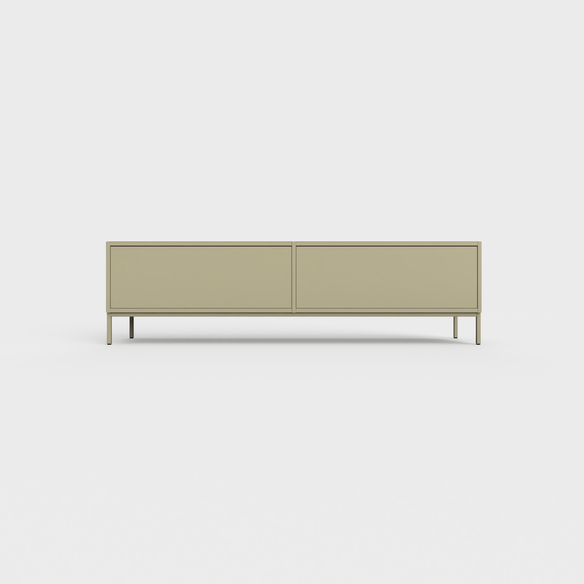Prunus 01 Lowboard in Light Olive blue color, powder-coated steel, elegant and modern piece of furniture for your living room