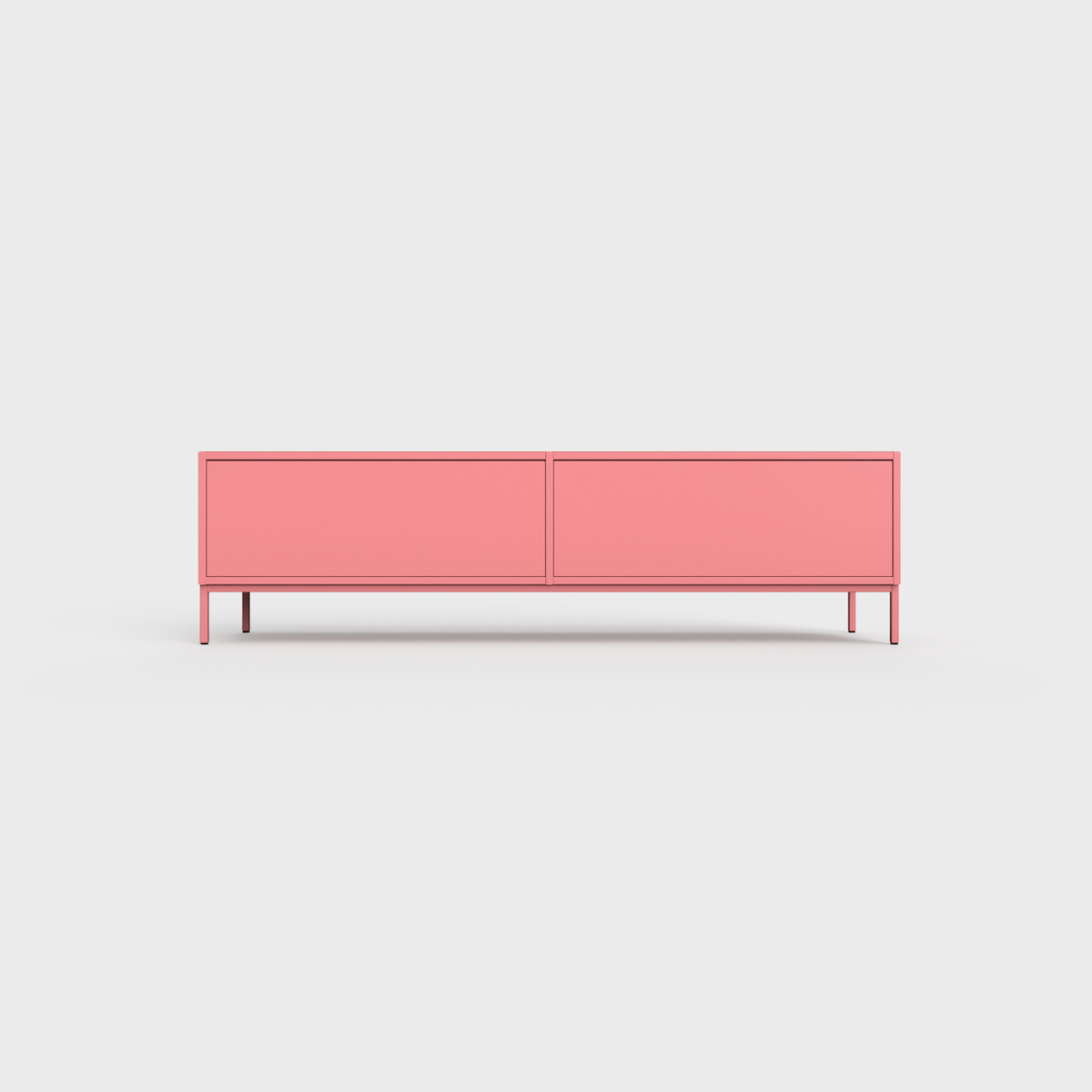 Prunus 01 Lowboard in Rose color, powder-coated steel, elegant and modern piece of furniture for your living room