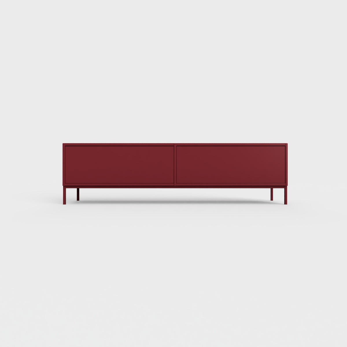 Prunus 01 Lowboard in Ruby color, powder-coated steel, elegant and modern piece of furniture for your living room