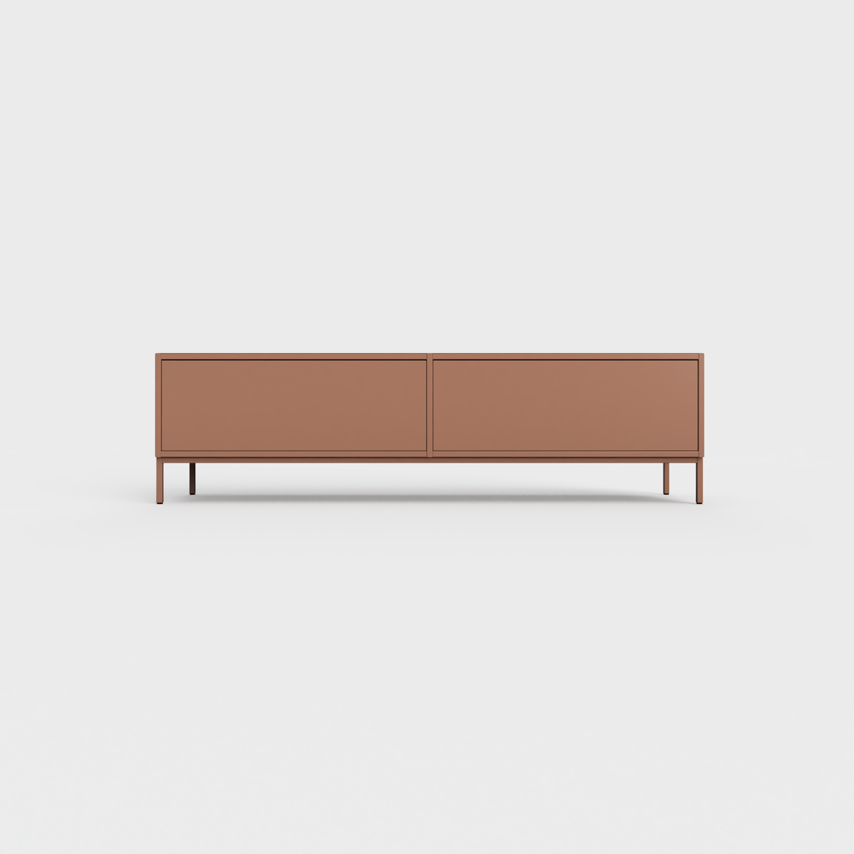 Prunus 01 Lowboard in Terracotta color, powder-coated steel, elegant and modern piece of furniture for your living room