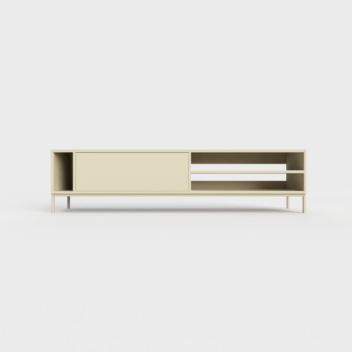Prunus 03 Lowboard in dark ecru color, powder-coated steel, elegant and modern piece of furniture for your living room