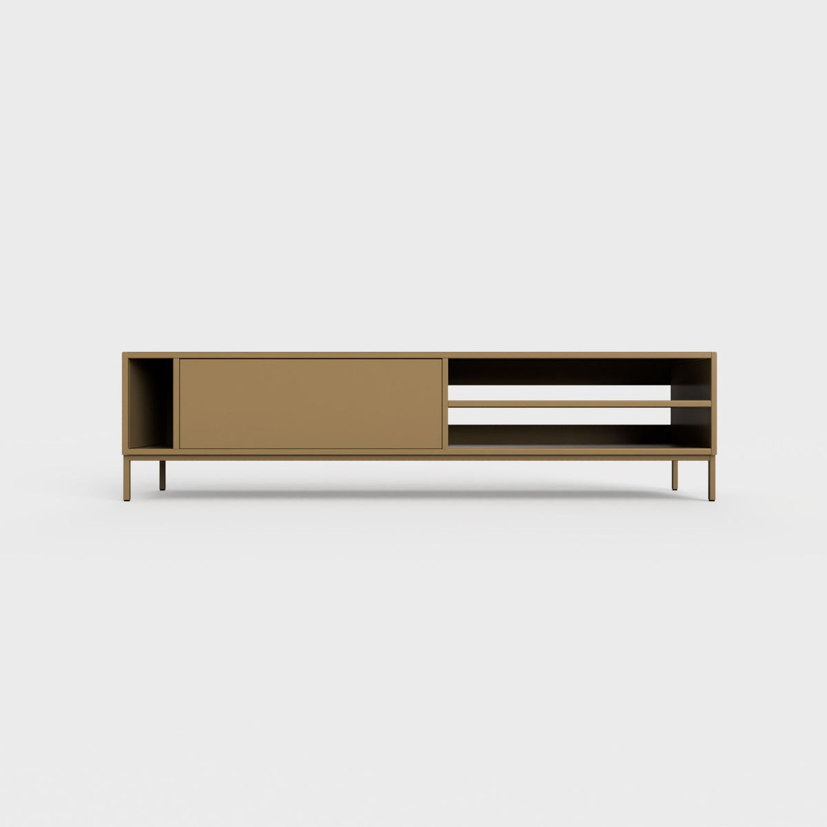 Prunus 03 Lowboard in desert palm brown color, powder-coated steel, elegant and modern piece of furniture for your living room