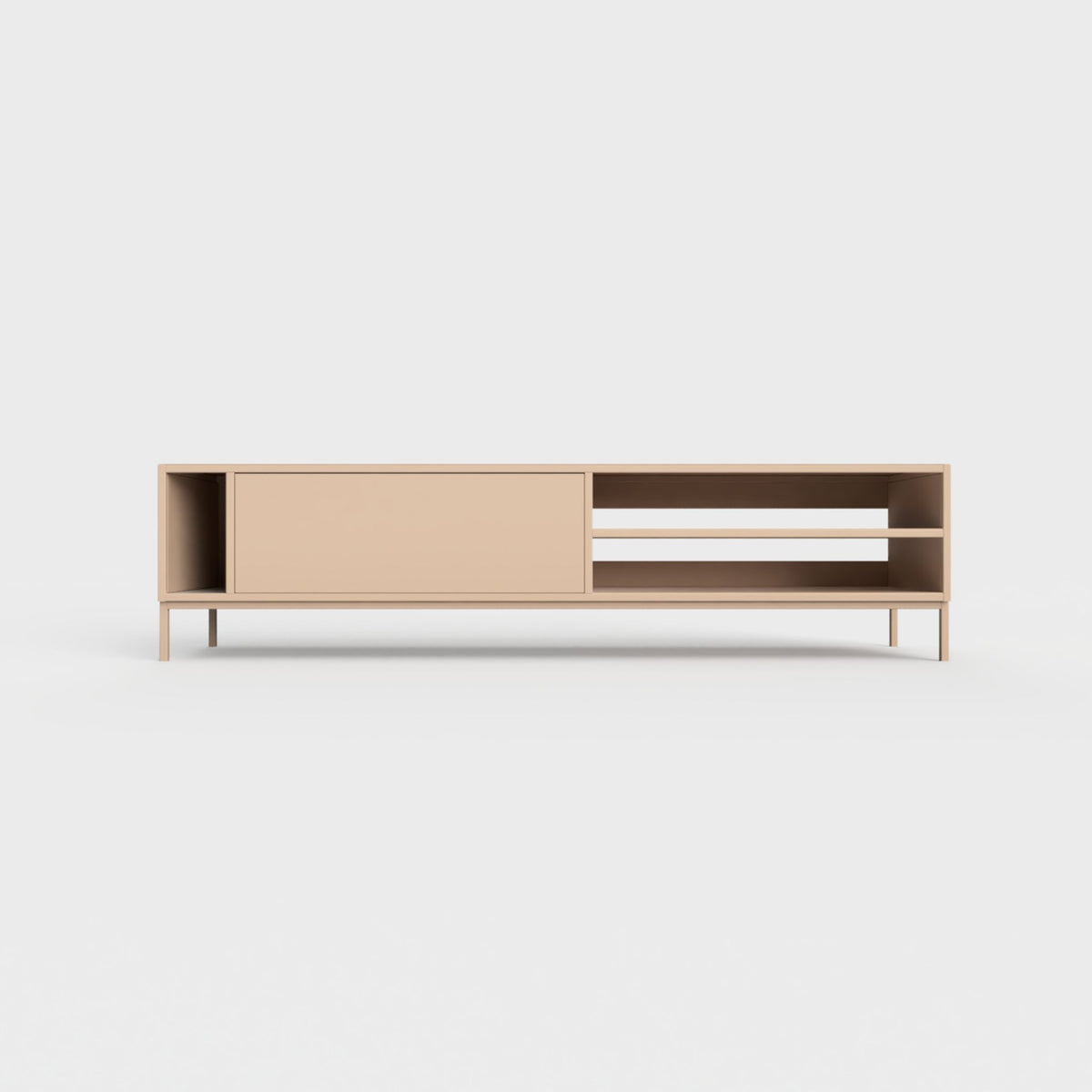 Prunus 03 Lowboard in pastel salmon color, powder-coated steel, elegant and modern piece of furniture for your living room